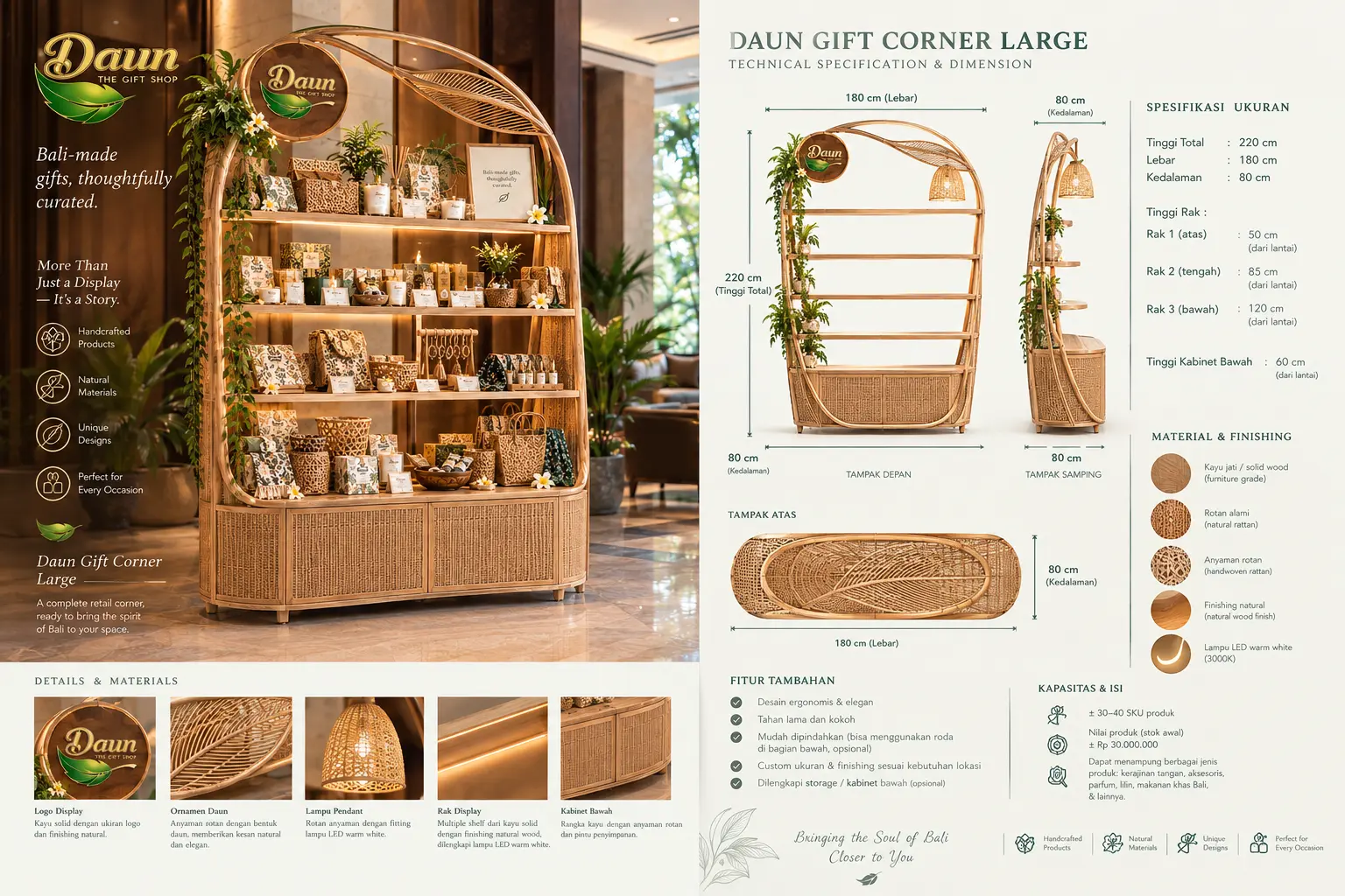 Daun Gift Corner Large dimensions and specifications